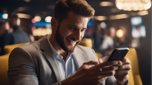 A punter accesses BetObet using his smartphone