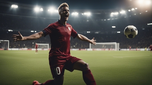 A player from the Matchbook football team in his red shirt